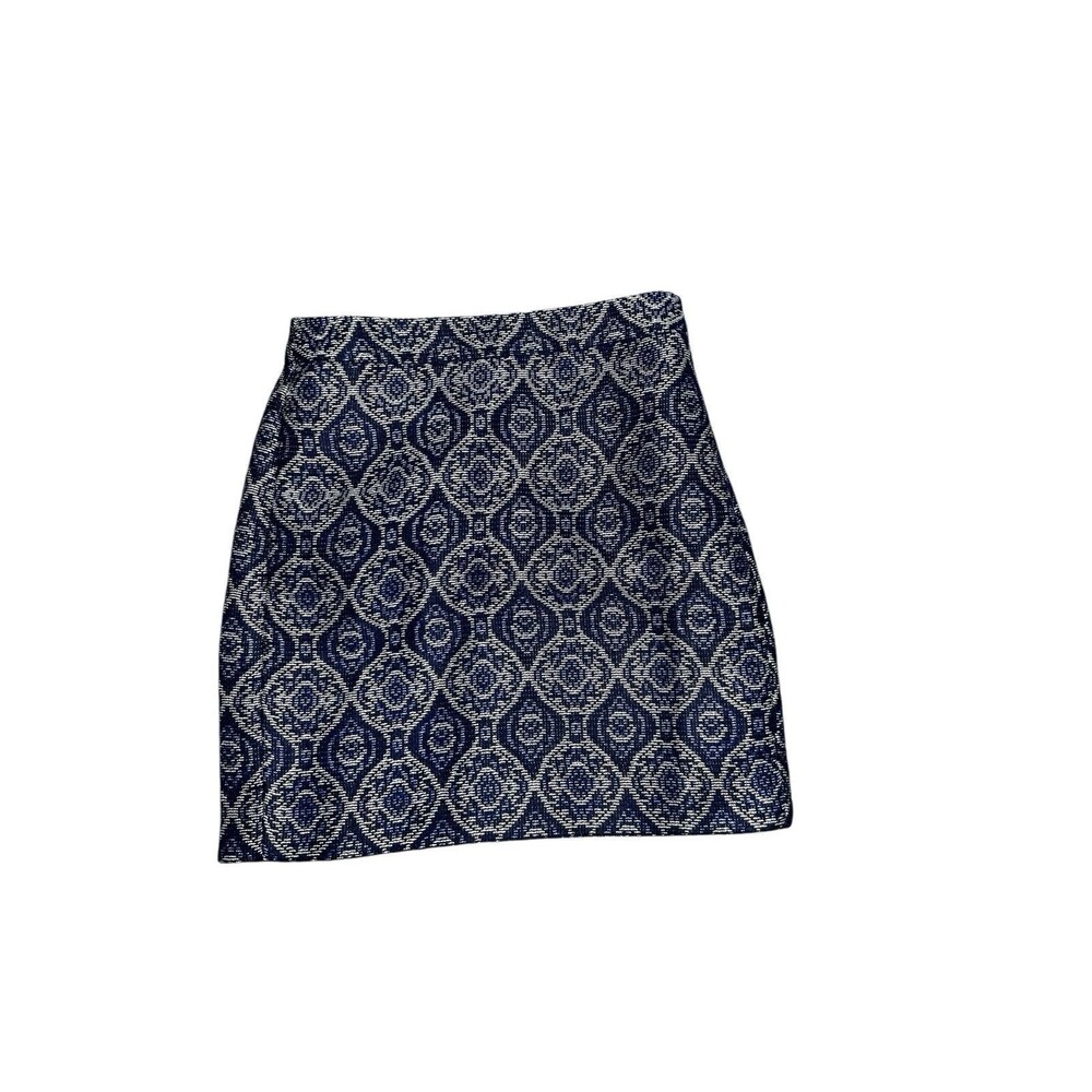 J.Crew Jacquard A-Line Mini Skirt Sz 00 Blue Ivory Textured Lined